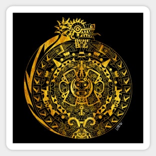 solatzo the dragon god in the calendar sun in quetzalcoatl art Sticker